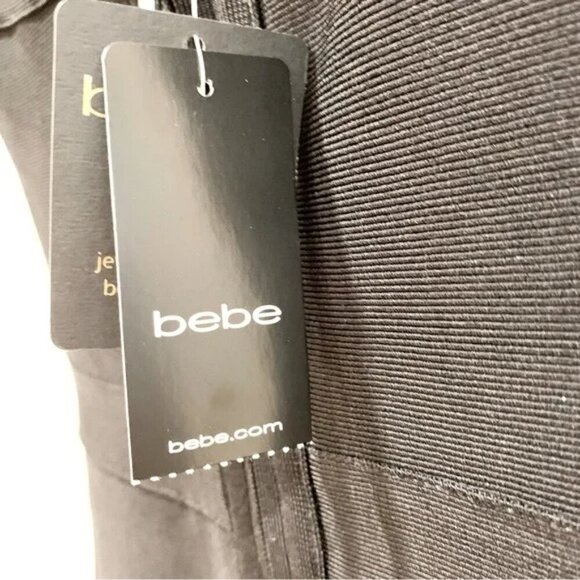 Bebe Black White Colorblock Strappy Halter Bustier Bodycon Bandage Mini Dress - Picture 6 of 7